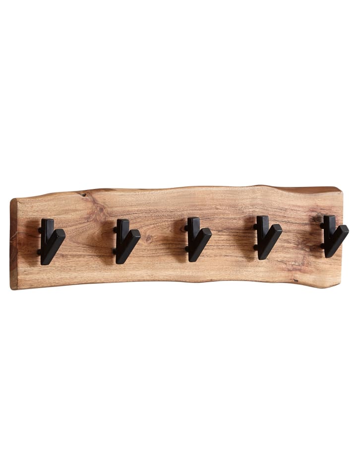 KADIMA DESIGN Wandgarderobe, Akazien-Massivholz & Metall, Naturkante, 60x17x9 cm günstig kaufen onesize