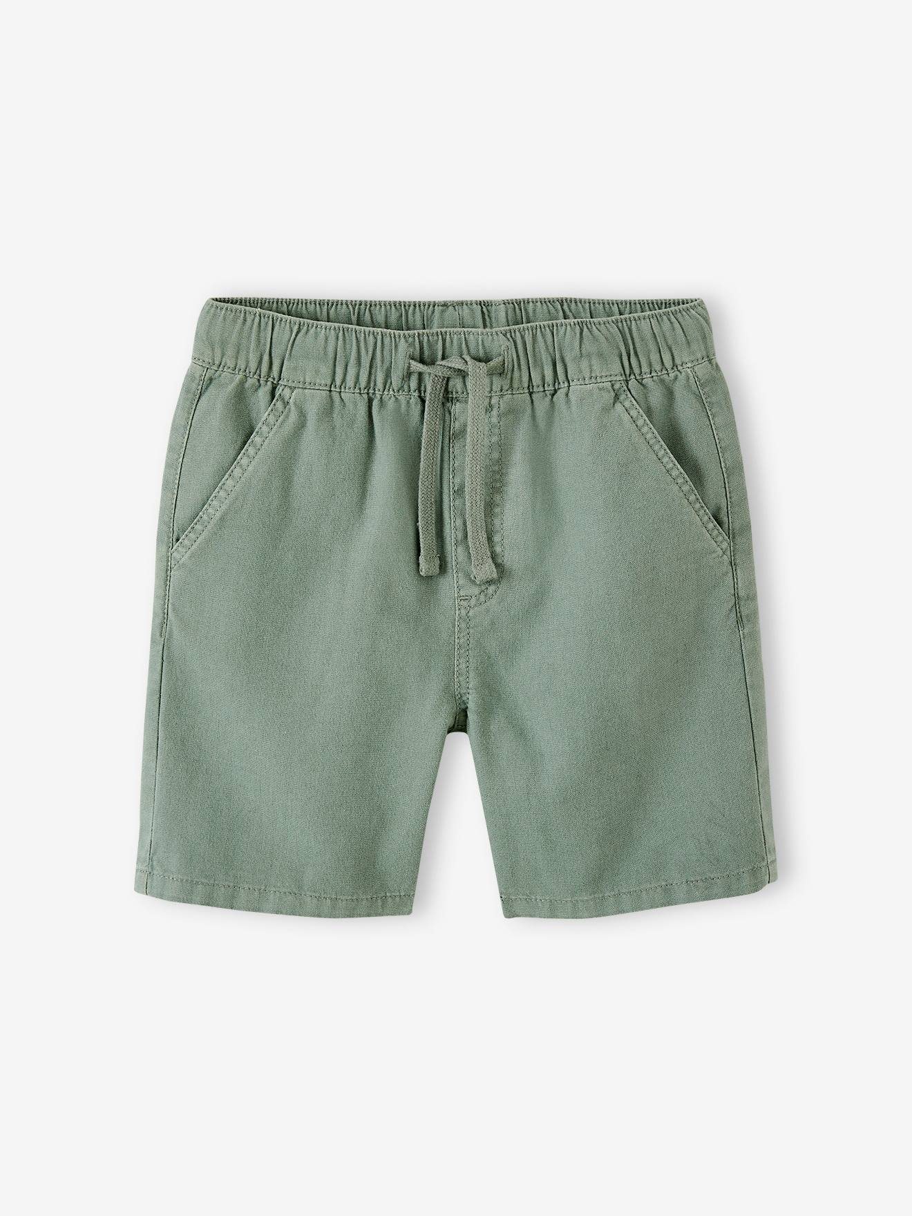 Vertbaudet Jungen Shorts, Leinen-Mix - blau gestreift