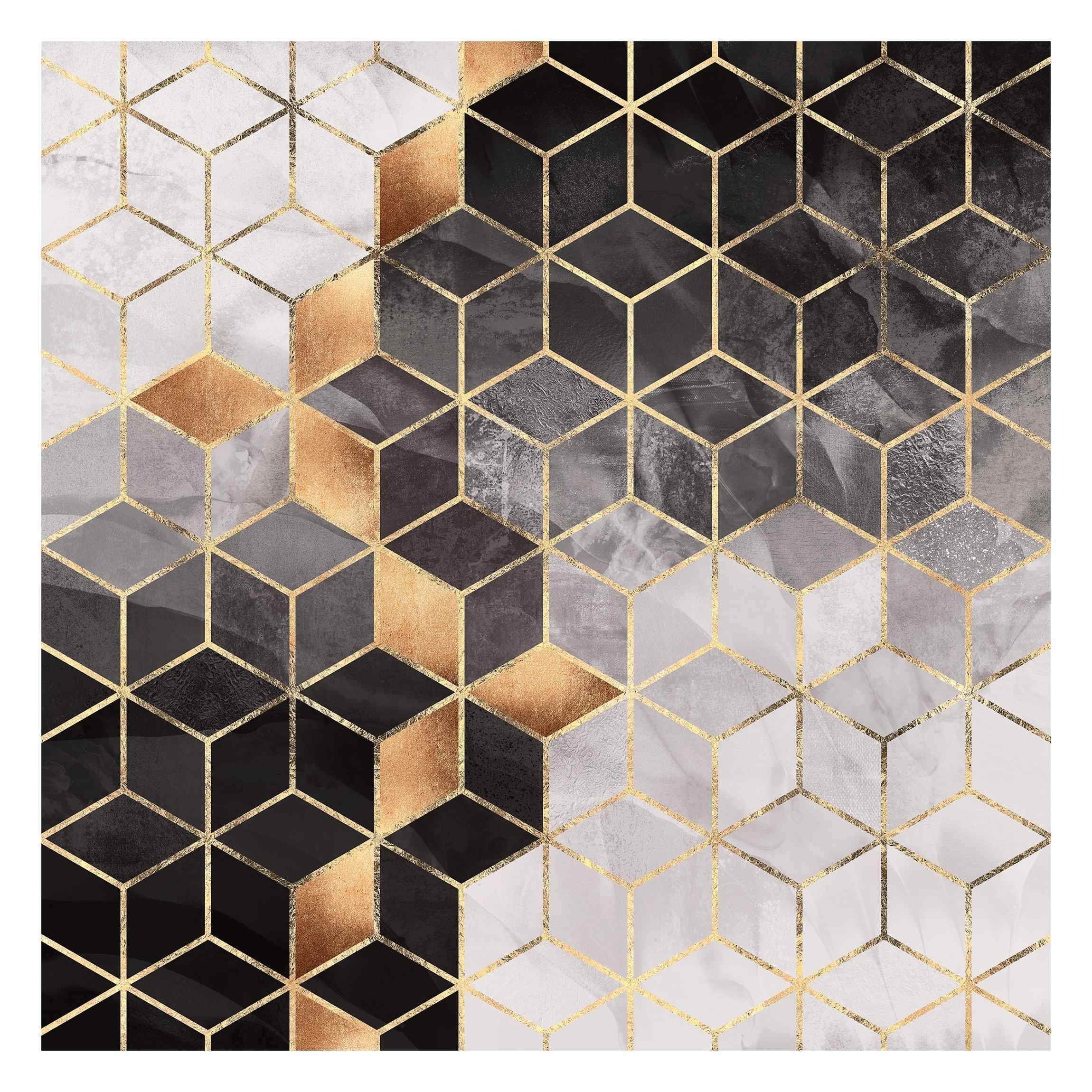 Bilderdepot24 Vliestapete Abstrakt Schwarz Weiß goldene Geometrie Tapete Wanddeko Modern Kunst, Glatt, Matt, (Inklusive Gratis-Kleister oder selbstklebend), Wohnzimmer Schlafzimmer Küche Flur Fototapete Motivtapete Wandtapete