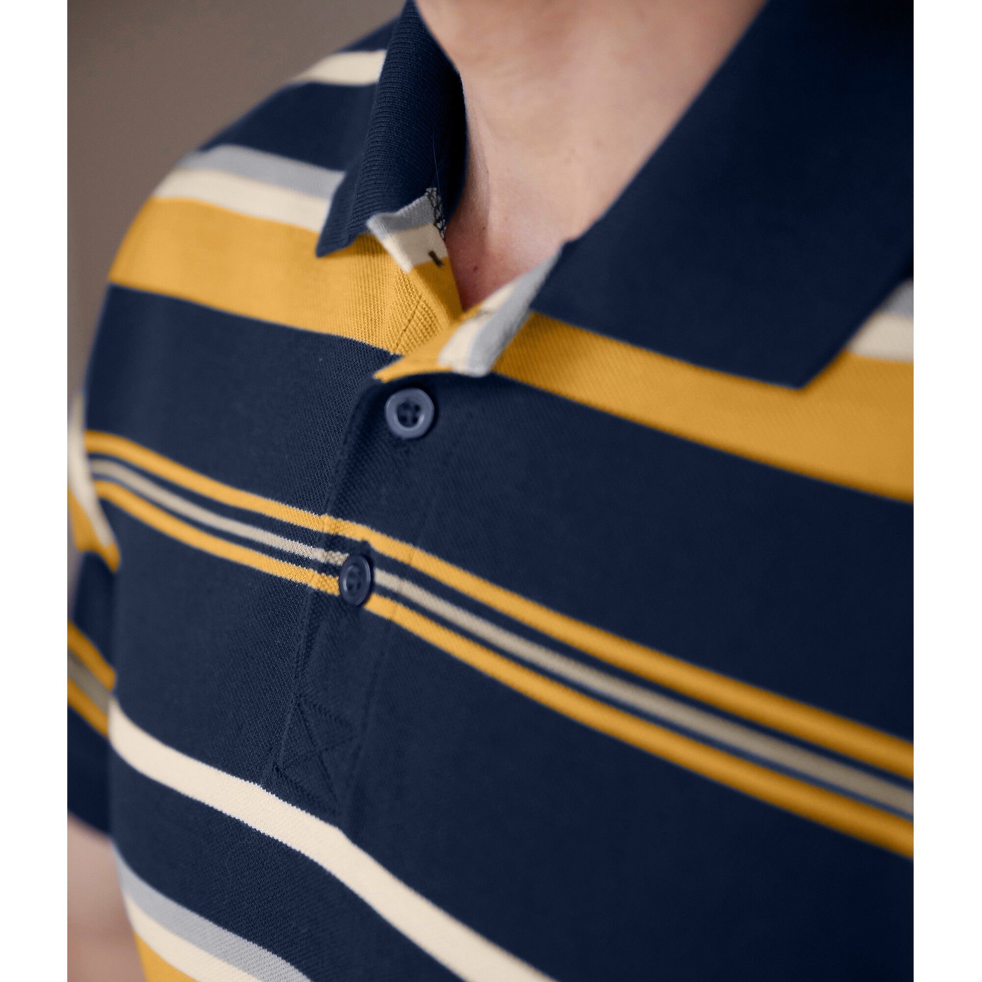 Polo maille piquée rayée, manches courtes