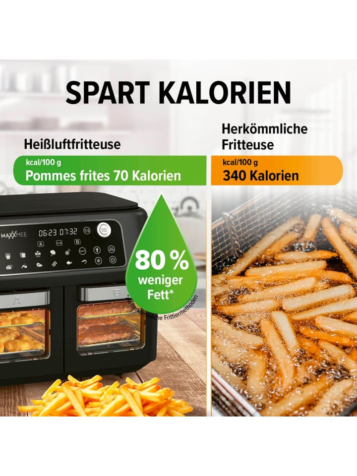 MAXXMEE Heißluft Fritteuse Doppelkammer 11l - schwarz günstig kaufen onesize