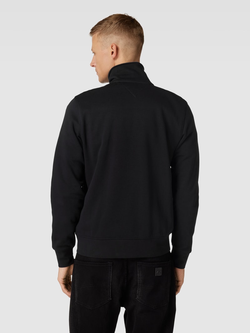 Sweatjacke mit Stehkragen Modell 'FLAG LOGO' in schwarz
