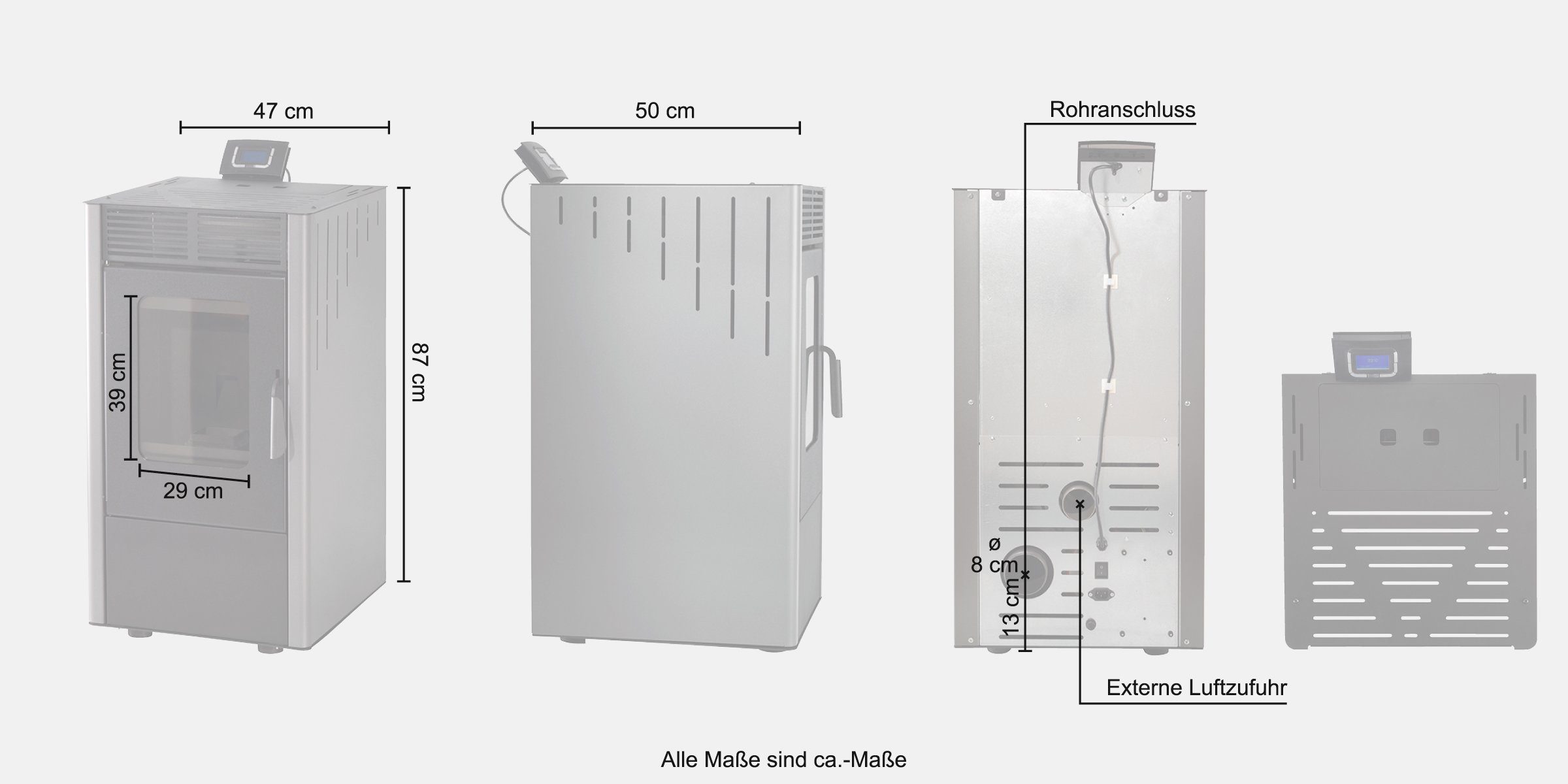ROWI Pelletofen COMODO, 6 kW, Zeitbrand, 340 W, 230 V