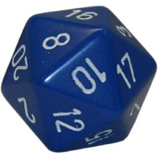 Opaque 34mm d20 Blue/white Dice