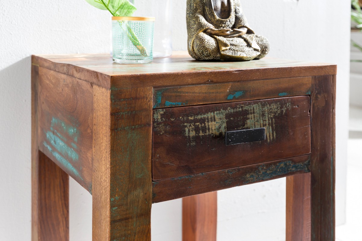 Wohnling Shabby-Chic Nachttisch KALKUTTA Mango-Holz