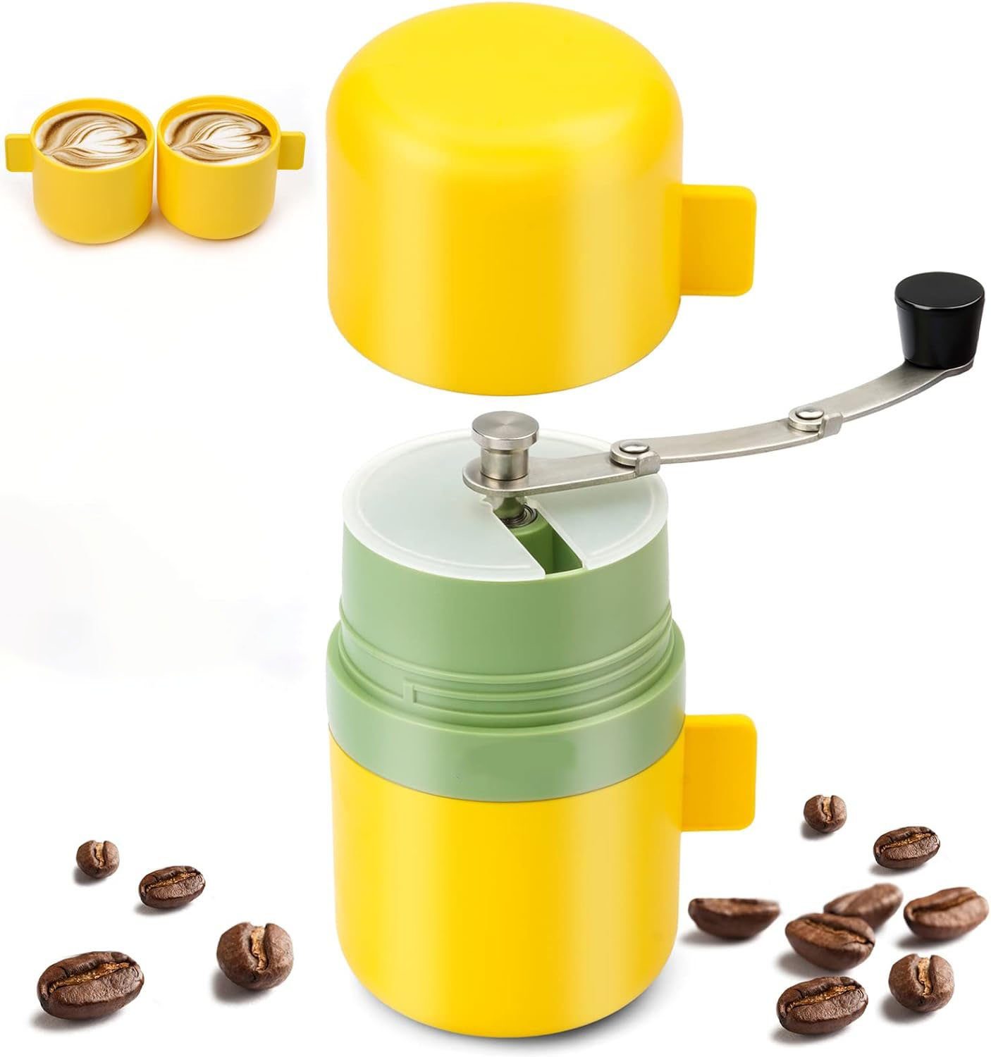 YUHRO Kaffeemühle Manuelle Kaffeemühle, einstellbare Grobheit., Hand-Kaffeemühle für unterwegs und Reisen, mit Keramikmahlwerk.