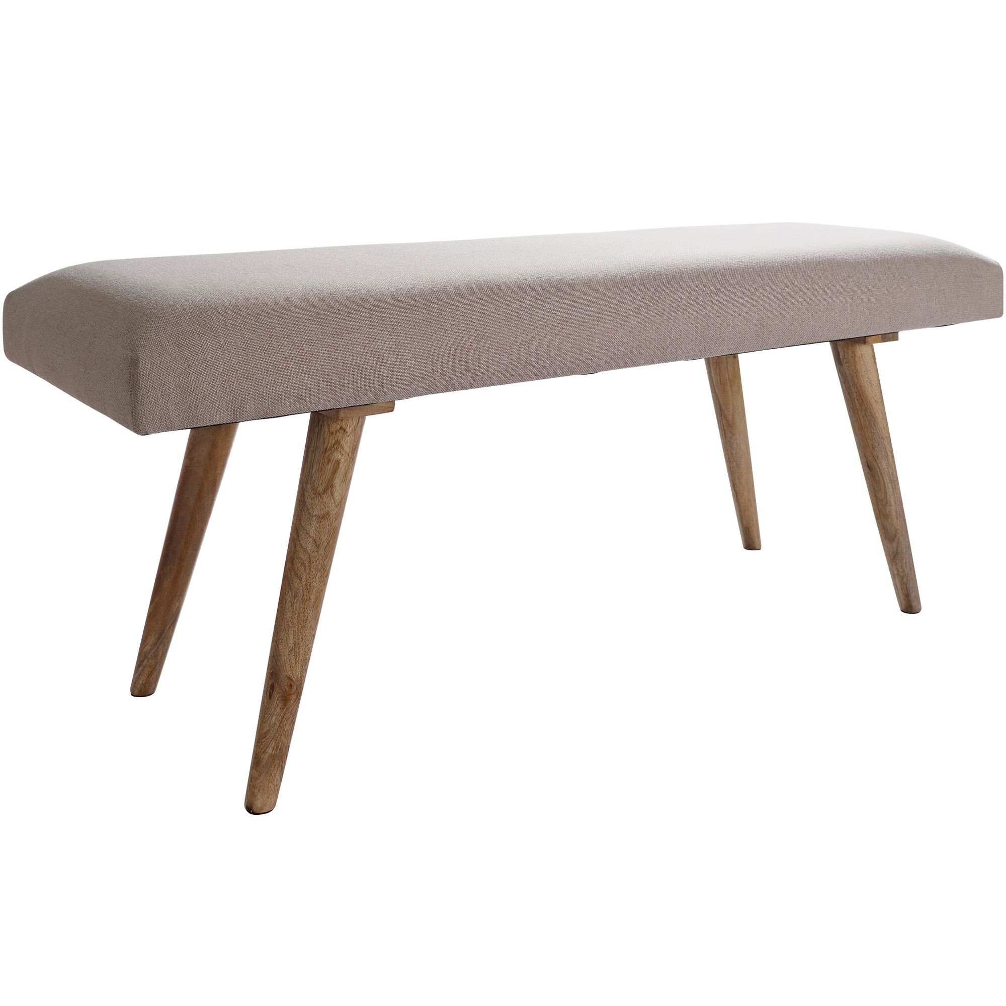 FINEBUY Hockerbank FB49206 (Stoff / Massivholz Bank Beige 117x51x38 cm Retro), 2er Polsterbank Flur, Stoffbank Sitzbank Klein