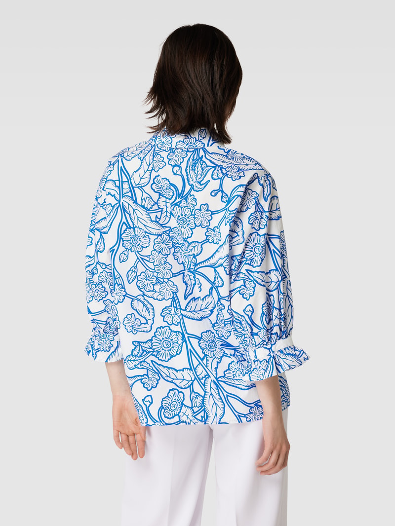 Hemdbluse mit Allover-Muster in royalblau