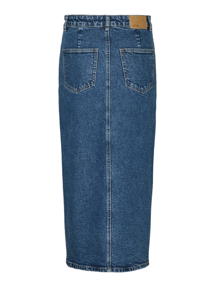 Vero Moda Wadenlanger Denim Jeansrock mit Schlitz 5-Pocket in Blau günstig kaufen