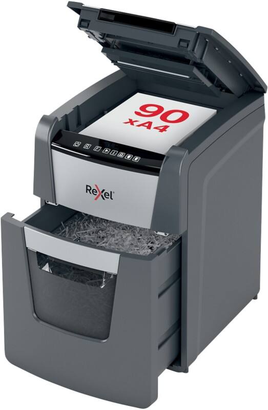 Rexel Optimum AutoFeed  90X Automatischer Aktenvernichter Partikelschnitt Sicherheitsstufe P-4 90 Blatt Automatisch & 8 Blatt Manuell