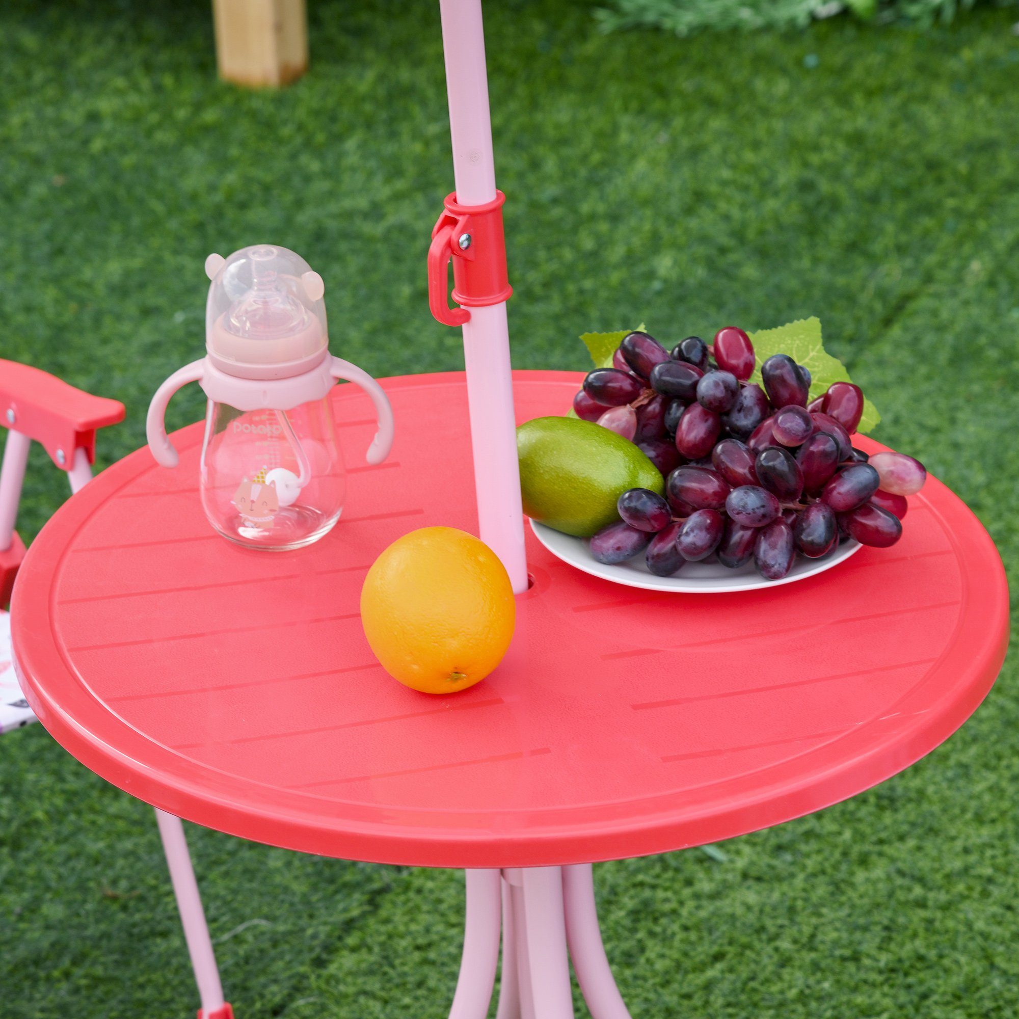Outsunny Kindersitzgruppe Kinder Gartenset mit Sonnenschirm