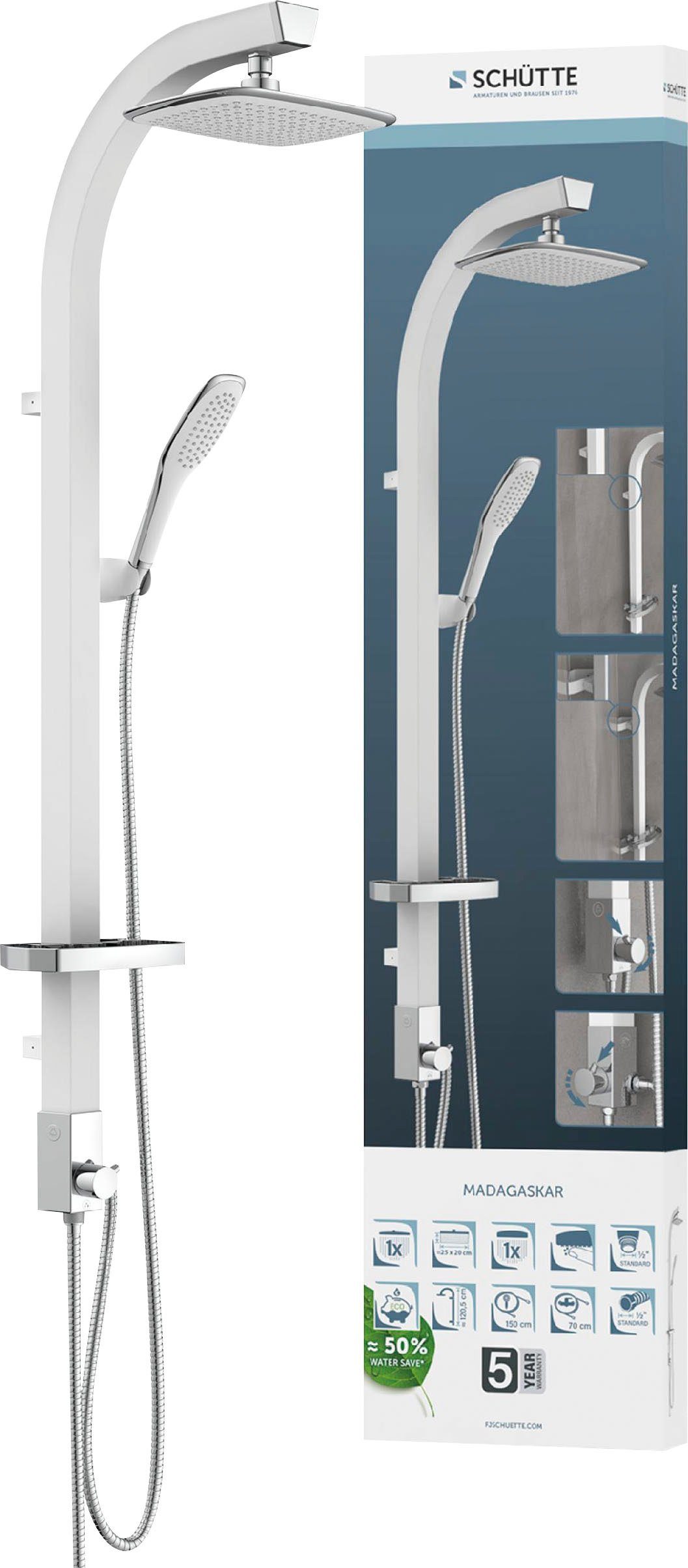 Schütte Brausegarnitur MADAGASKAR, Höhe 123 cm, Set, inkl. Wasserspardichtung, Antikalk, abnehmbare Seifenschale