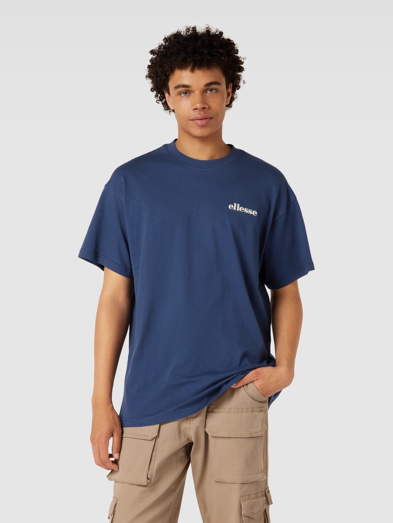 T-Shirt mit rückseitigem Statement-Print Modell 'Minker' in marineblau