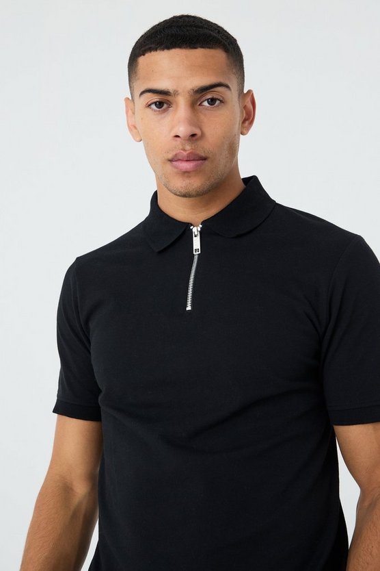 Slim 1/4 Zip Pique Golf Polo