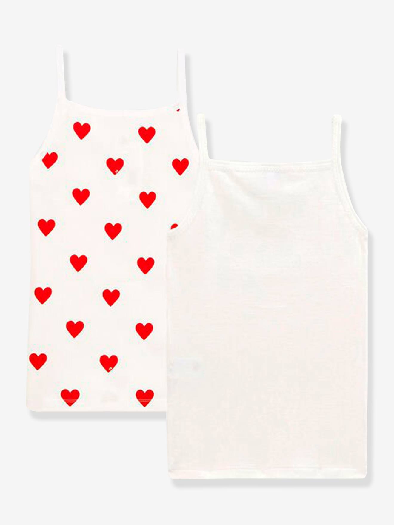 Lot de 2 Chemises à bretelles Coeur petite fille en coton