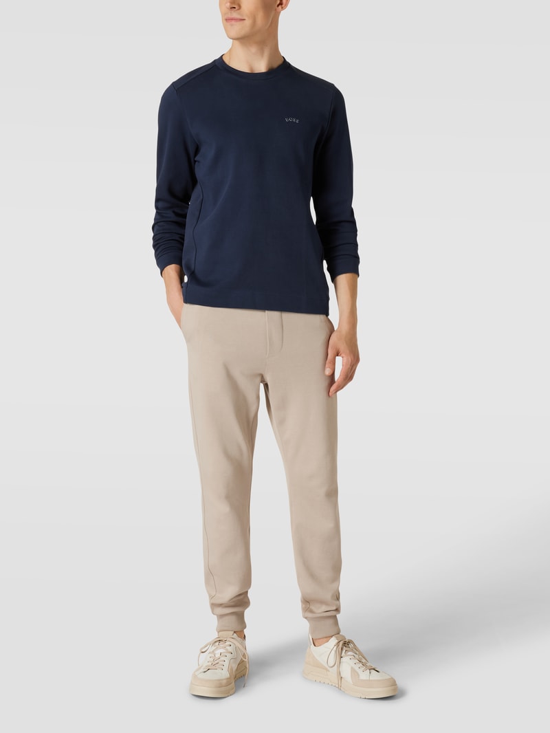 Sweatshirt mit Strukturmuster Modell 'Salbo' in dunkelblau