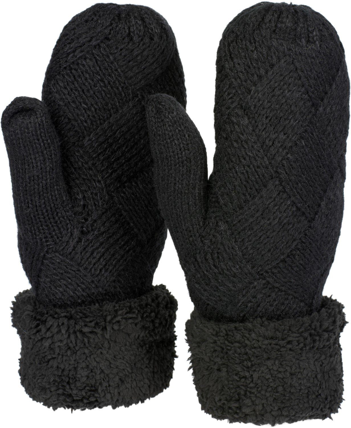 styleBREAKER Fäustlinge Strickhandschuhe Fäustlinge mit Rauten Muster und Fleece