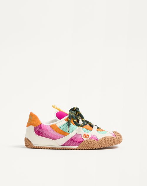 Baskets Amphibia en cuir de veau caoutchouté et cuir fendu