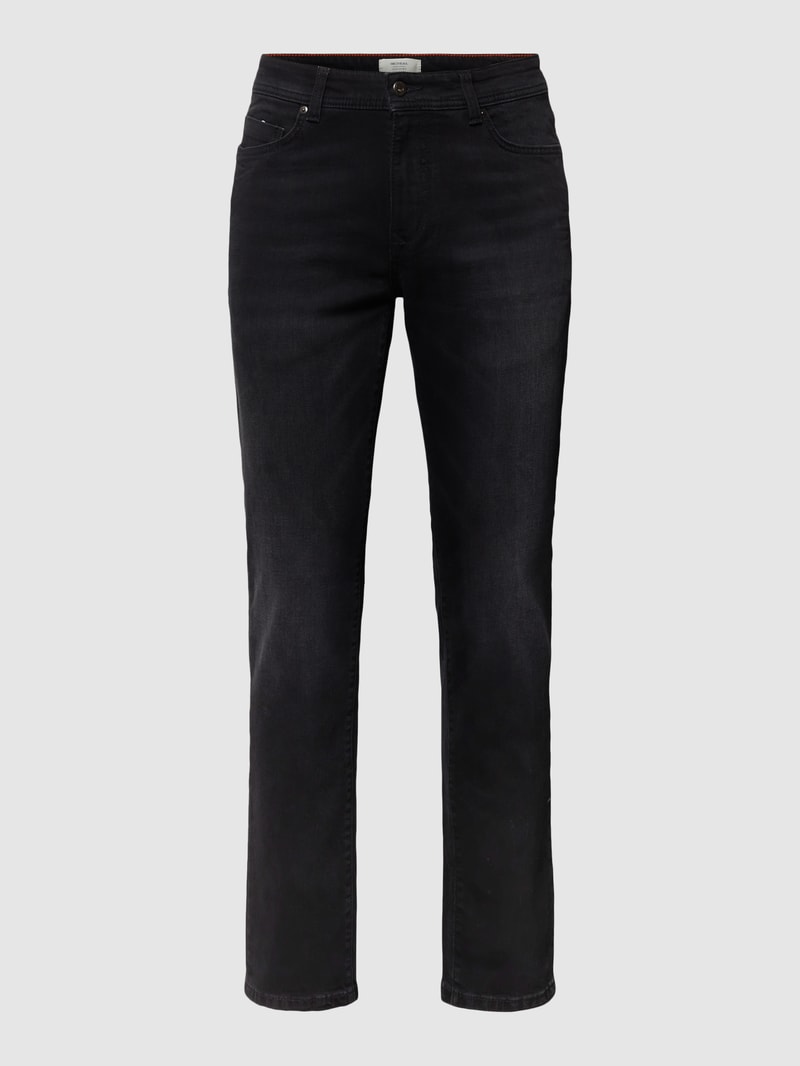 Jeans mit Label-Patch in dunkelgrau