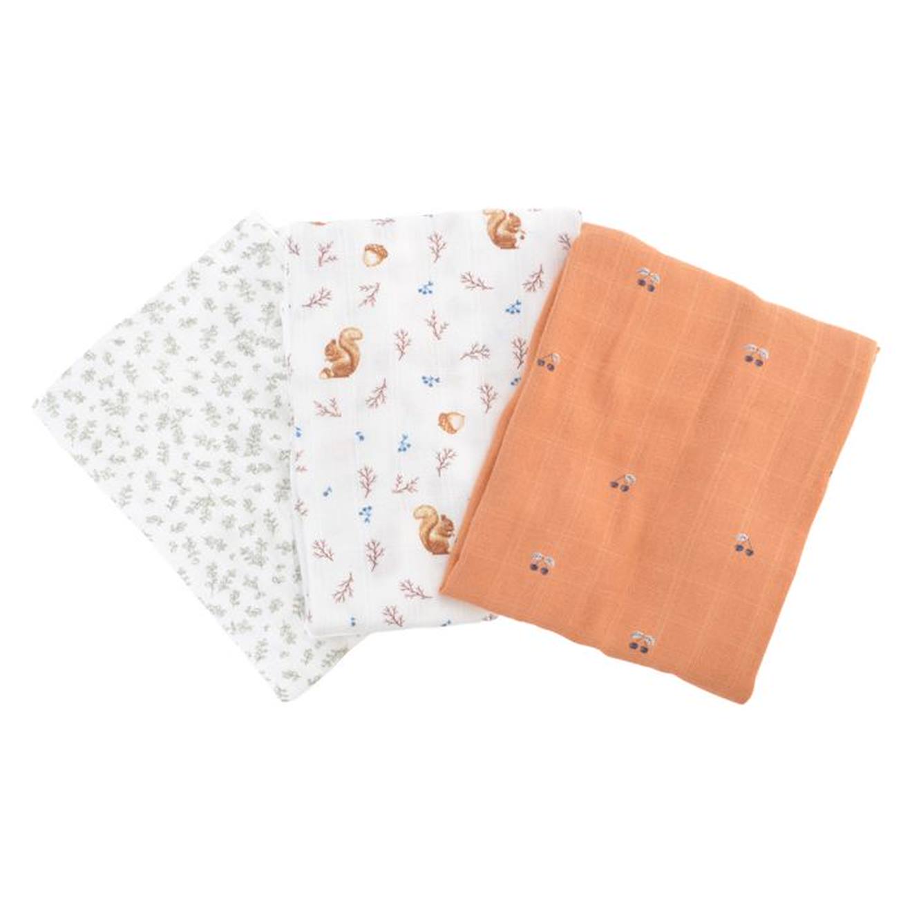 Lot de 3 langes en coton bio* Automne beige