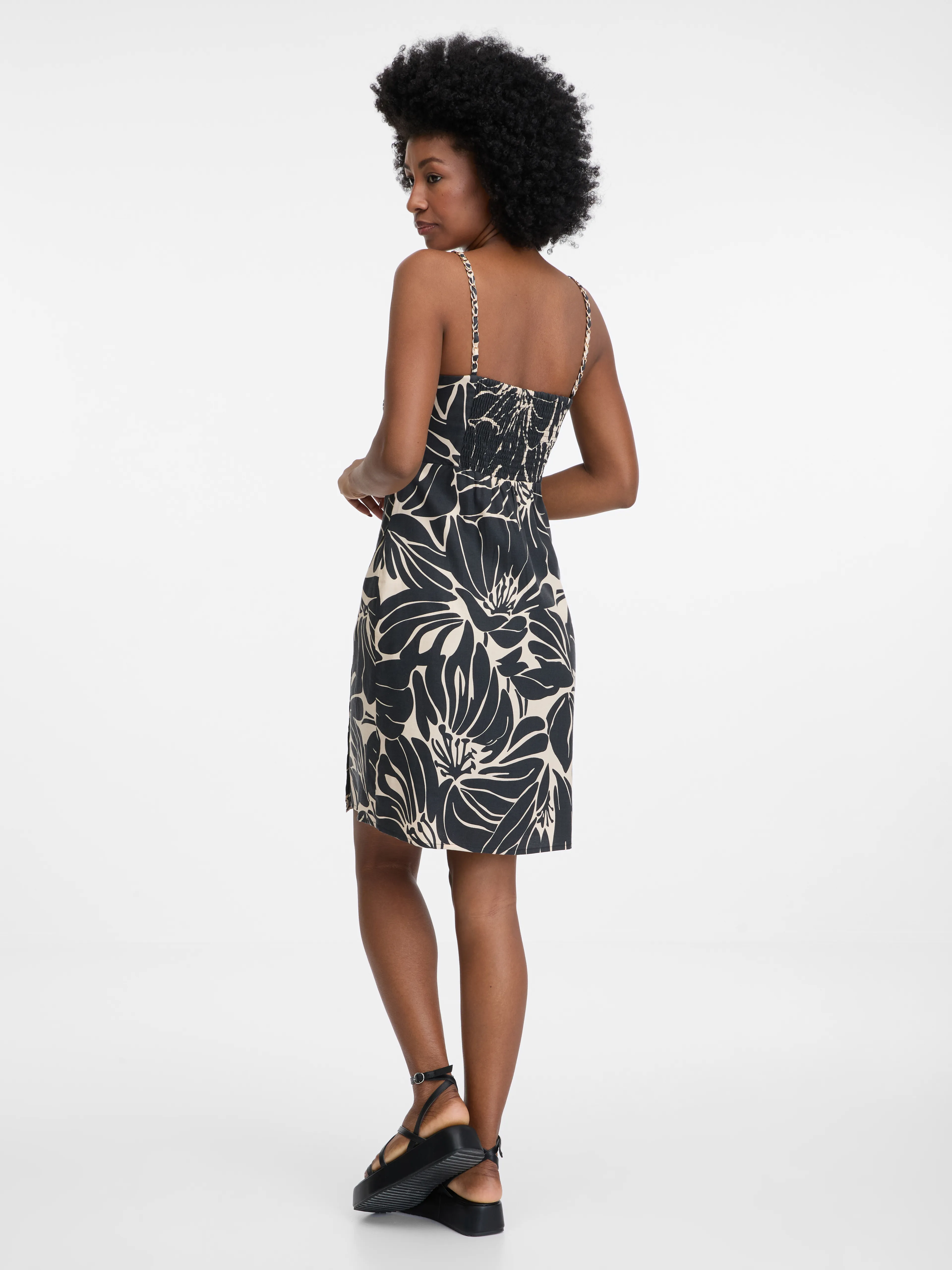 Schwarzes gemustertes kurzes Damenkleid ORSAY