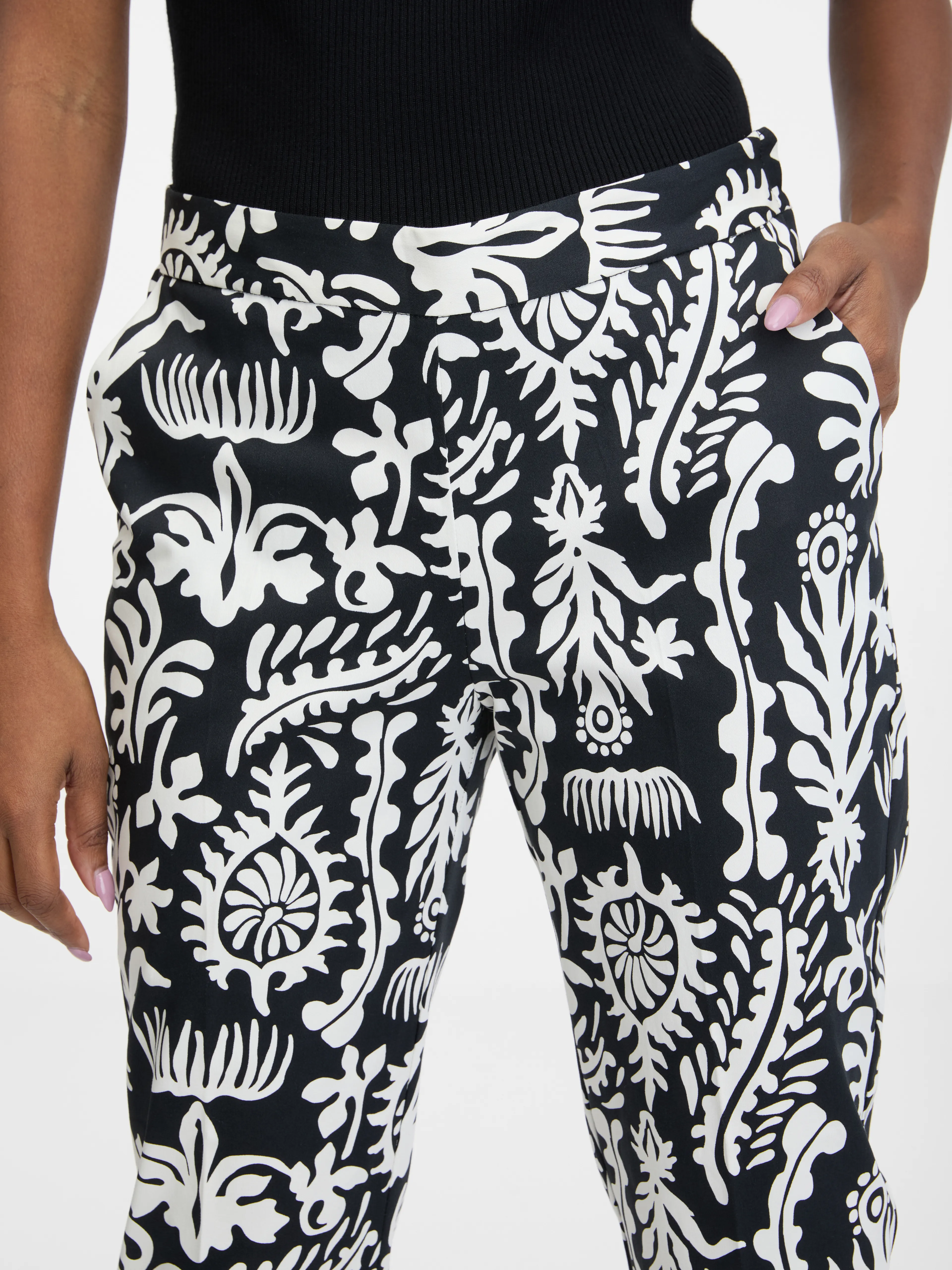 Schwarz-weiß gemusterte Damenhose ORSAY
