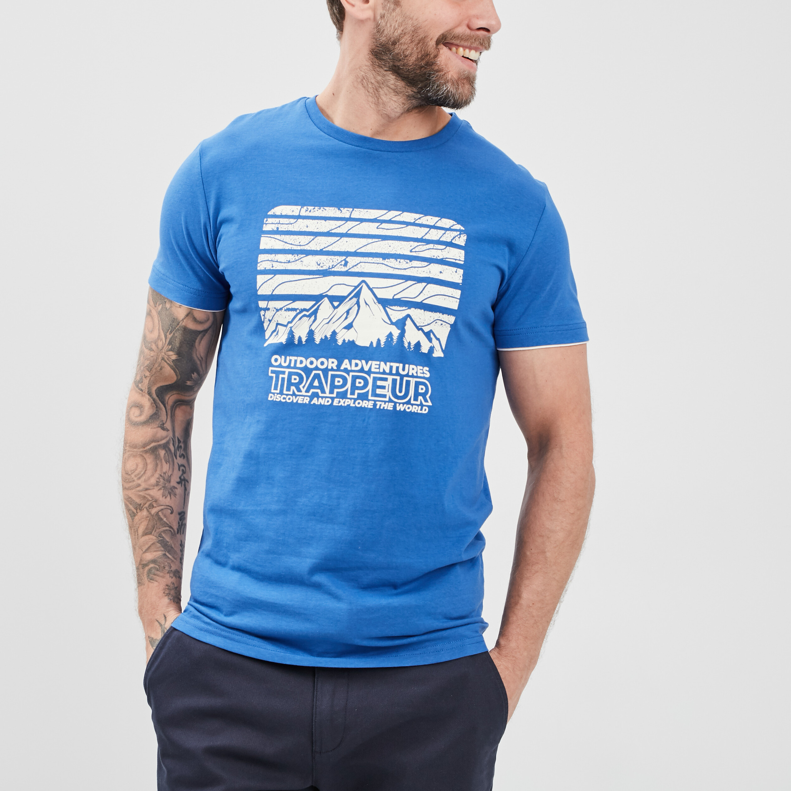 T-shirt Trappeur bleu roi homme | La Halle