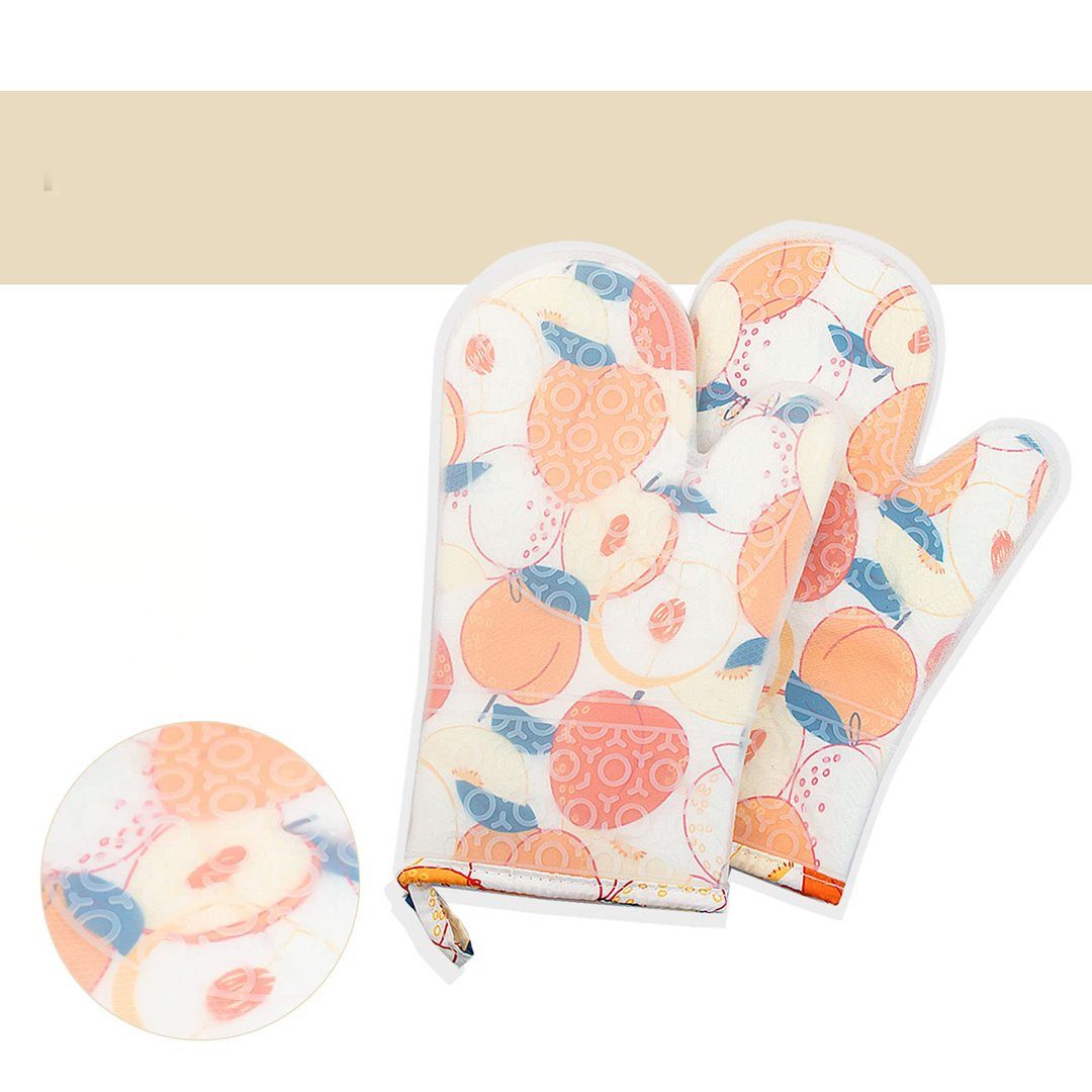 FIDDY Topfhandschuhe Silikon Ofenhandschuhe, hitzebeständige wasserdichte Handschuhe, (anti-Verbrühungs-Koch- und Backtopflappen), flexible Ofenhandschuhe mit gestepptem Futter, 1 Paar (Pfirsich).