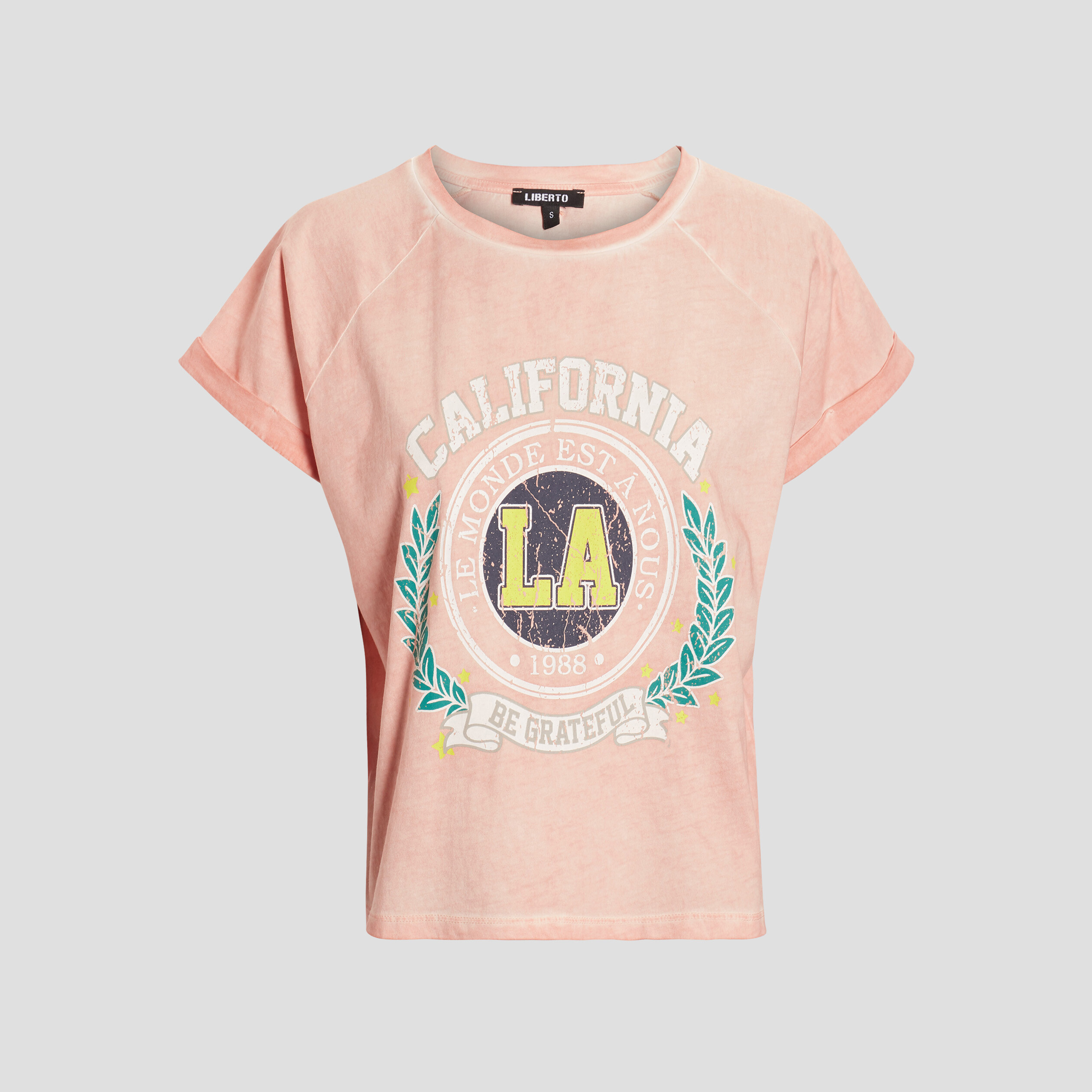 T-shirt cropped à col rond rose femme | La Halle