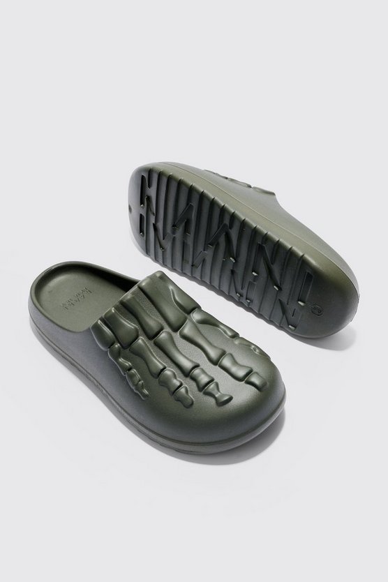 Perforierte Mules mit Skelett-Print