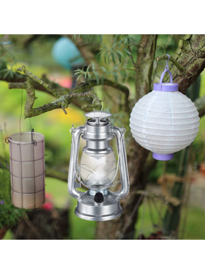 relaxdays Sturmlaterne LED in Silber - (B)15 x (H)24 x (T)11,5 cm günstig kaufen onesize
