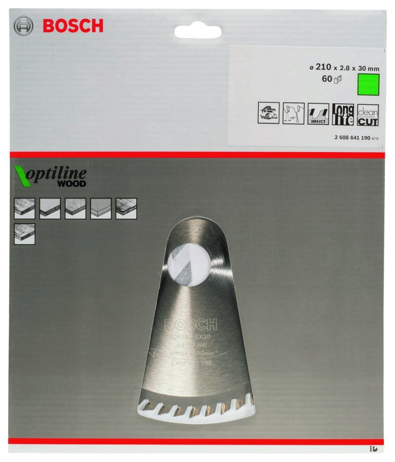 Bosch Blue Accessories 2608641190 Sirkelsagblad 210 x 30 x 60T Optiline Wood