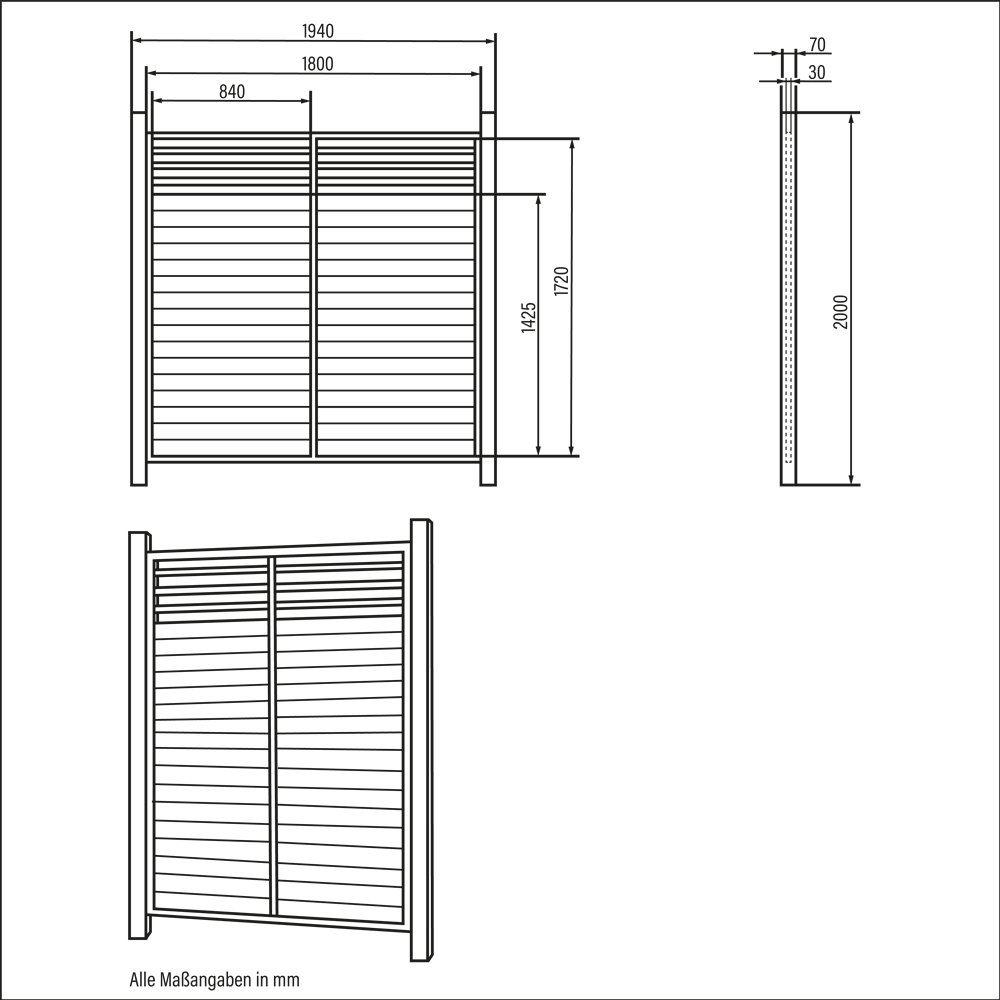 HOME DELUXE Gartenzaun Holzzaun SOMA - Mengenauswahl, (1-St., mit Pfosten), Element: 180 x 180 cm Sichtschutzzaun