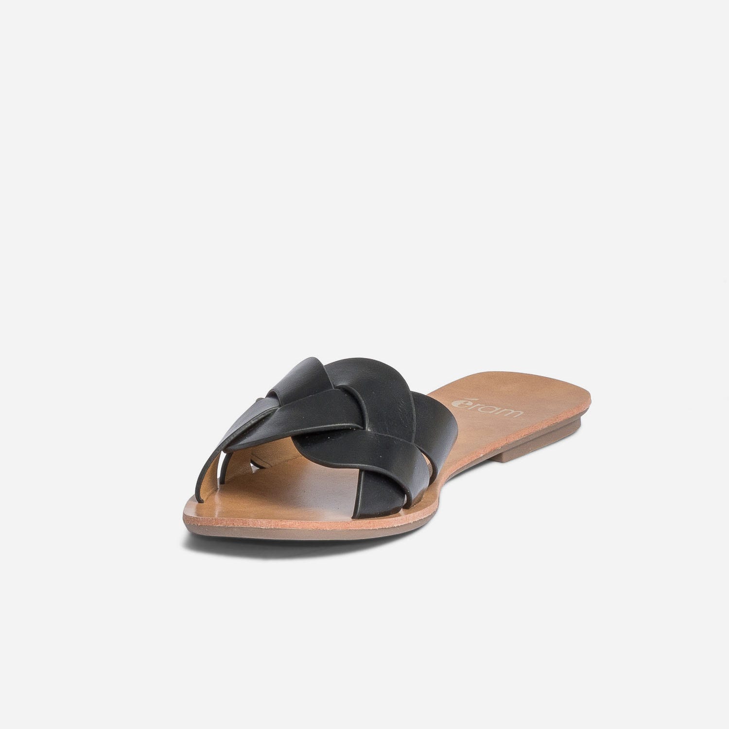 Mule noire à bride tressée