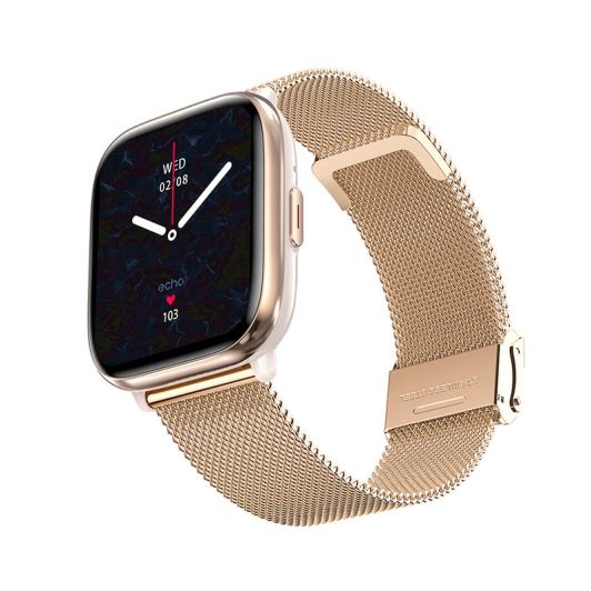 Smartwatch ECHO Rainbow Nano – w zestawie 2 paski (różowy silikon, złoty metal)