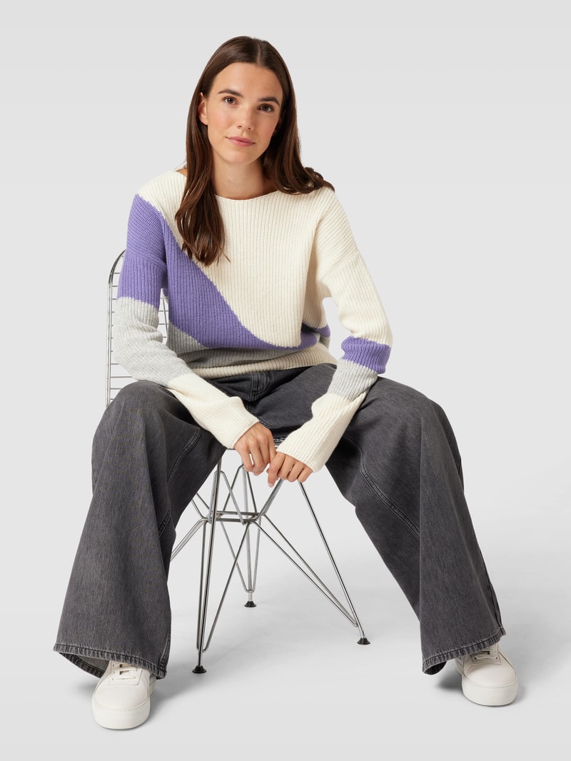 Strickpullover mit U-Boot-Ausschnitt Modell 'MIYAAS' in offwhite