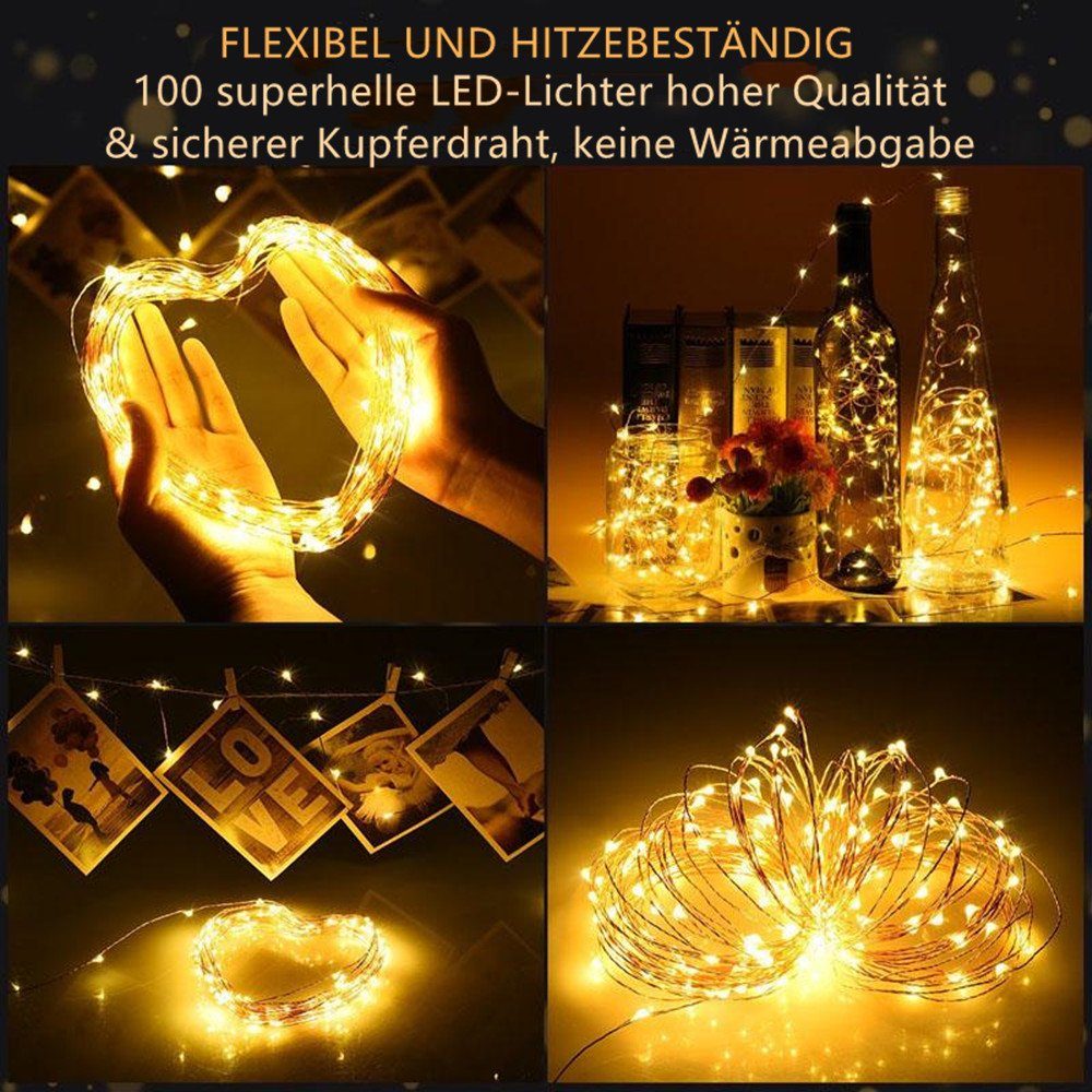 iscooter LED-Lichterkette 10M 100LEDs / 20M-200 LEDs Solar Lichterkette Kupferdraht Garten, Wasserdicht IP65 Innen Außen Garten Party Dekor