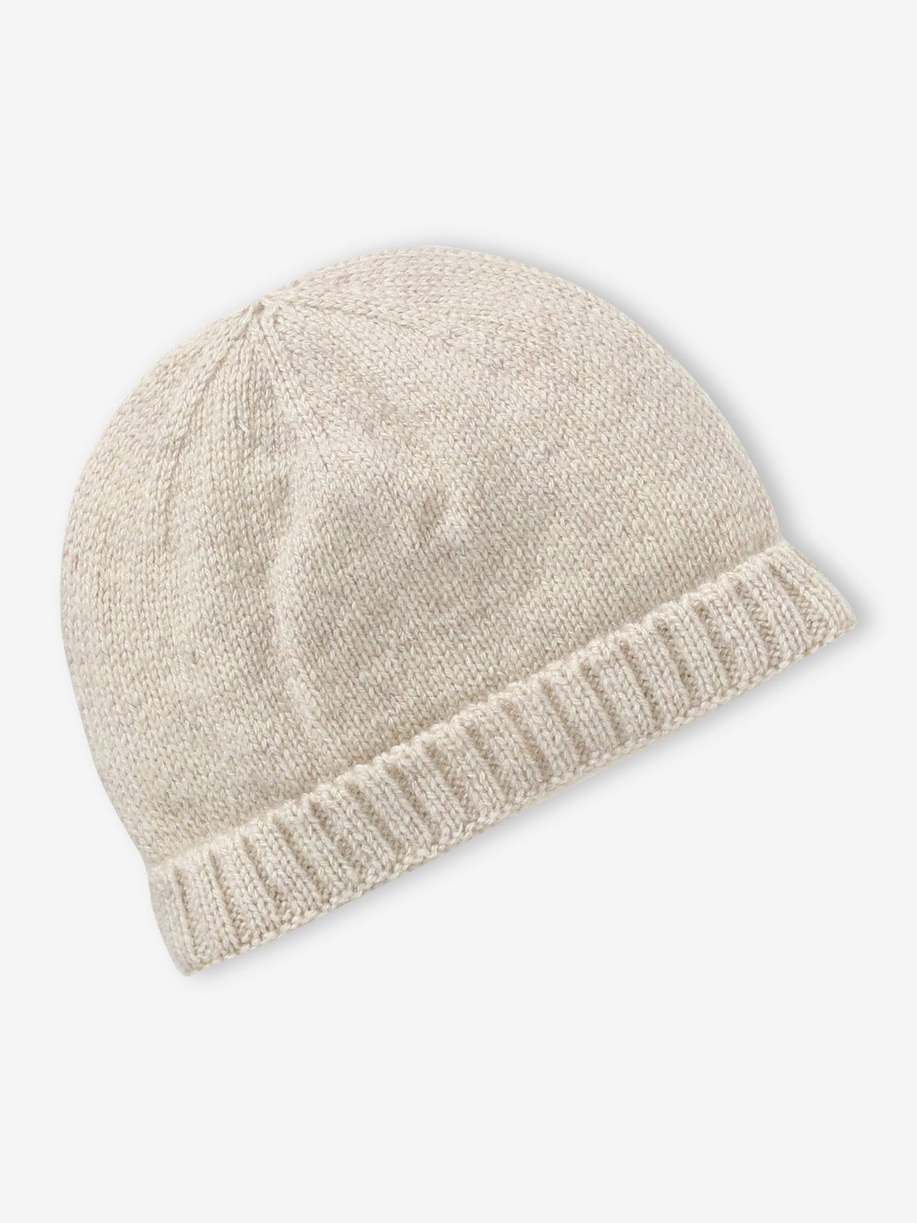 Vertbaudet Baby-Set aus Strick: Mütze, Fäustlinge & Schühchen - beige meliert