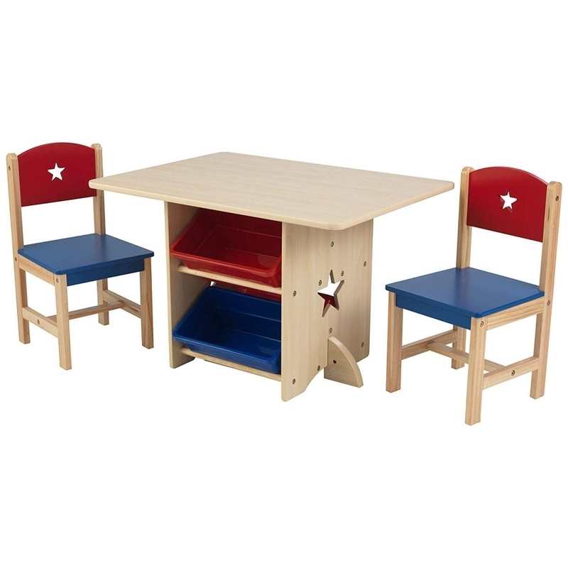 Ensemble table avec rangement et 2 chaises Etoile