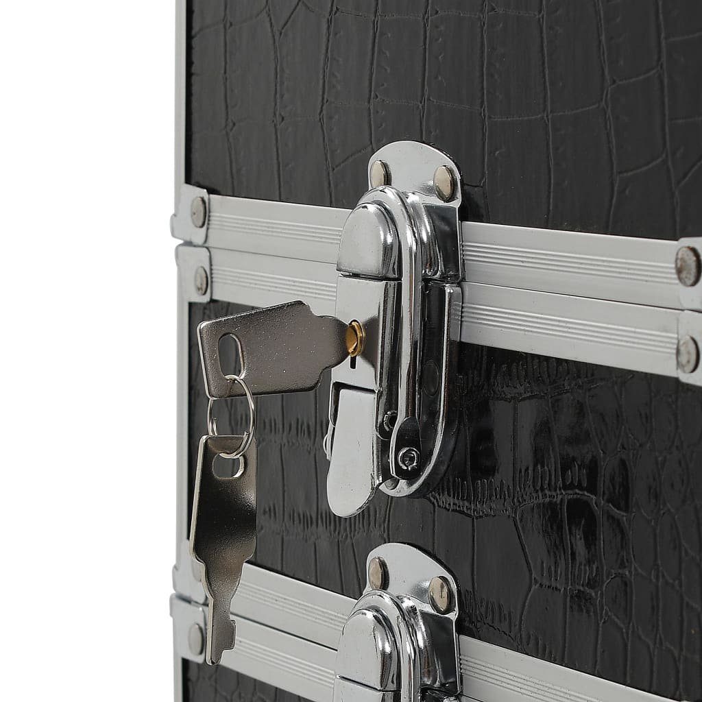 vidaXL Kosmetik-Koffer Kosmetikkoffer Aluminium Schwarz mit Krokoprägung