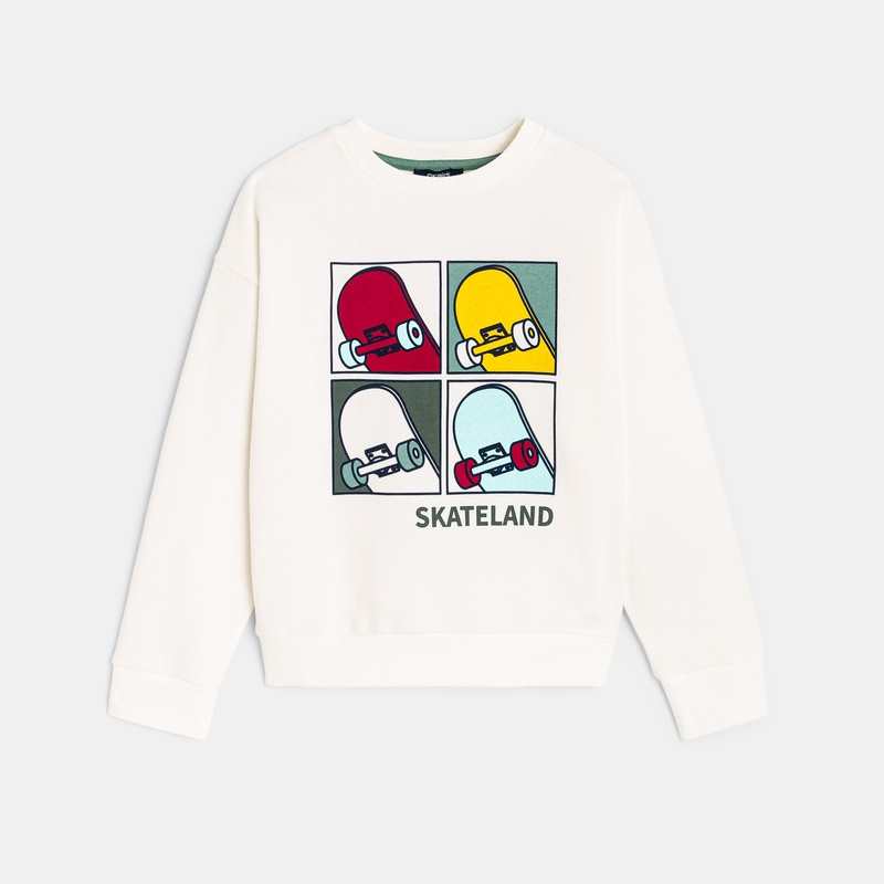 Sweat-shirt motif skate blanc garçon