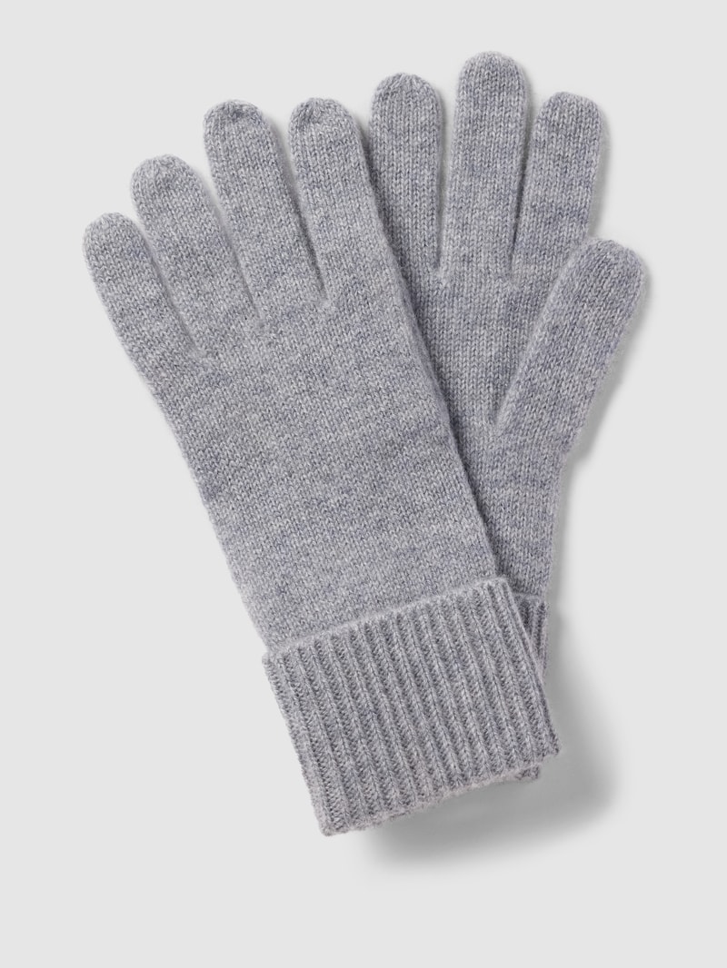 Handschuhe aus Kaschmir mit breitem Umschlang in mittelgrau meliert