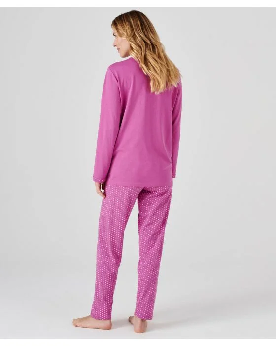 Pyjama-tunique en pur coton peigné, manches longues