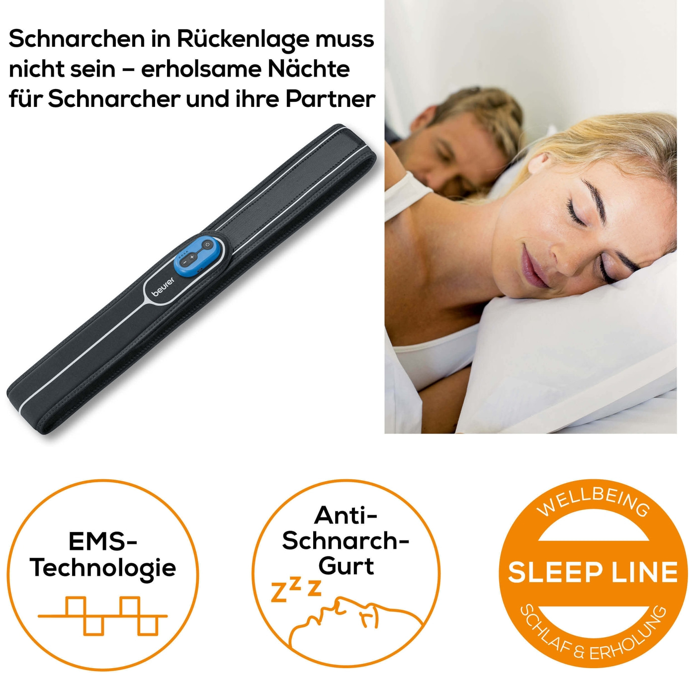 Beurer SL 40 Schnarchgurt-Gurt zur Verhinderung von positionsabhängigem Schnarchen in Rückenlage