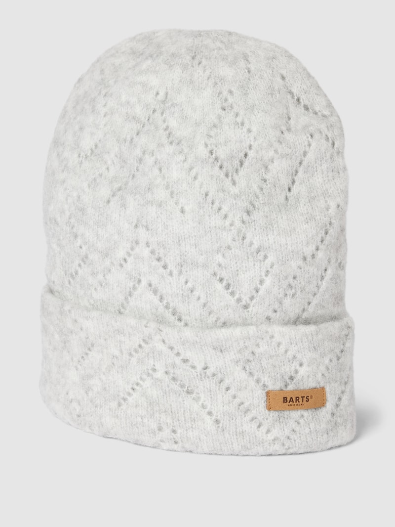 Beanie mit Label-Detail Modell 'Bridgey' in hellgrau meliert