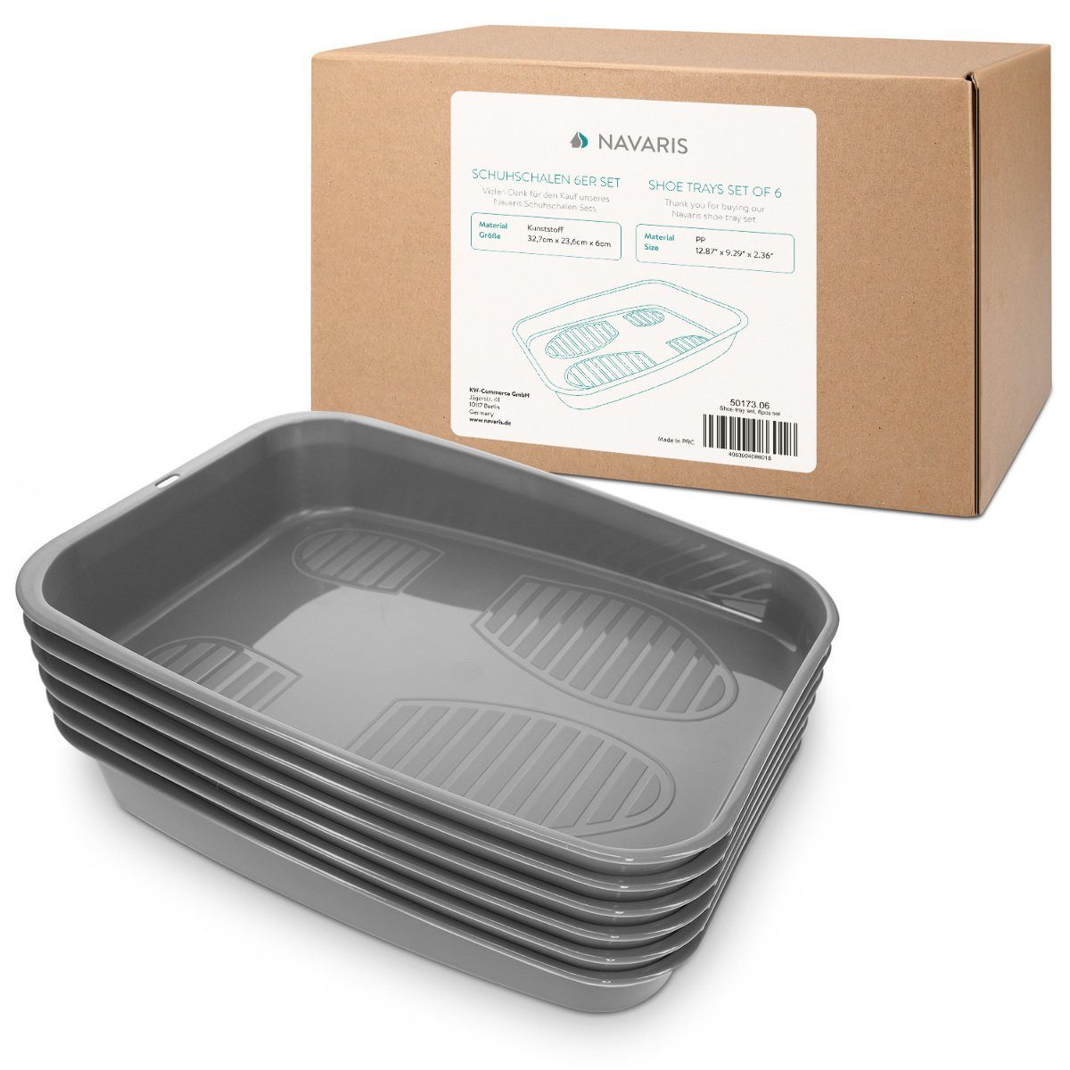 Navaris Schuhabtropfschale Schuhablage Set, 6-teilig, stapelbar, für Garderobe/Schuhregal