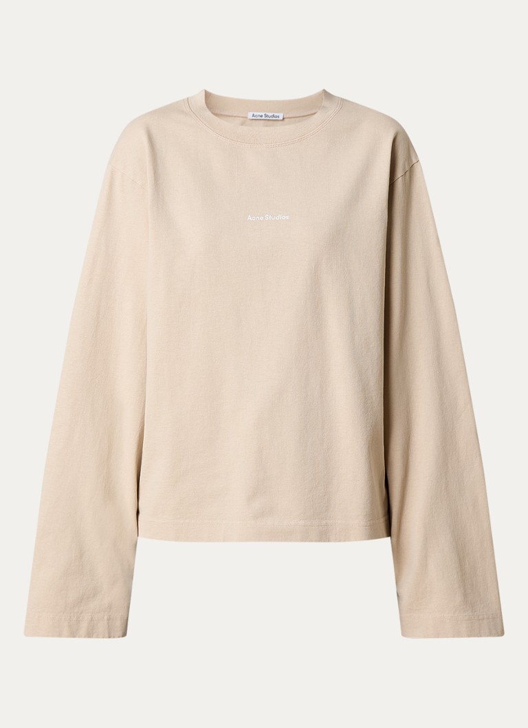 Acne Studios garās piedurknes krekls ar logotipa apdruku