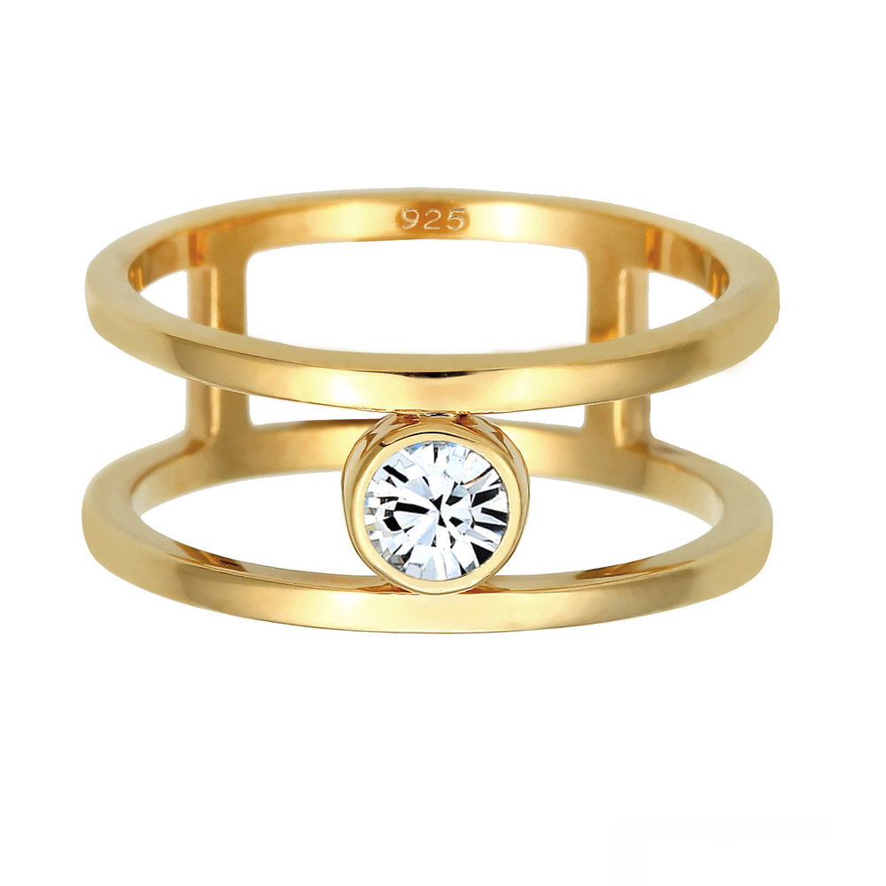 Elli PREMIUM Elli PREMIUM Bague Double avec des Cristaux Bague Femme - (925/1000) Argent Bague