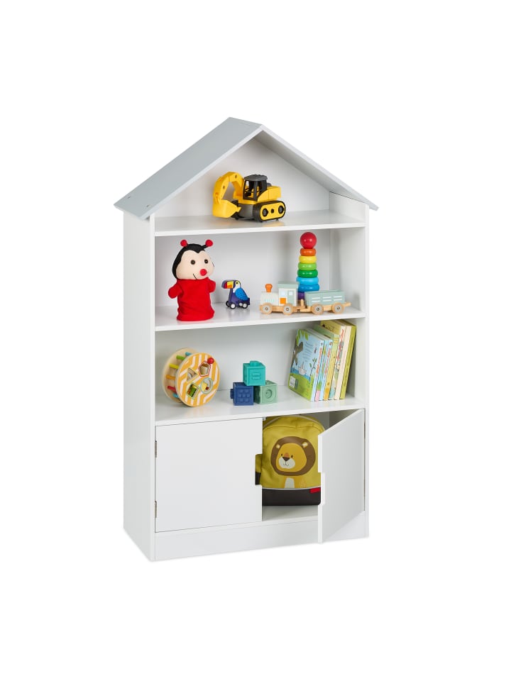 relaxdays Kinderregal in Weiß/ Grau - (B)68 x (H)115 x (T)28 cm günstig kaufen onesize
