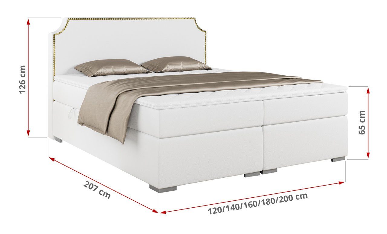 MKS MÖBEL Boxspringbett LENTA, Doppelbett mit Multipocket-Matratze - Modern Bett